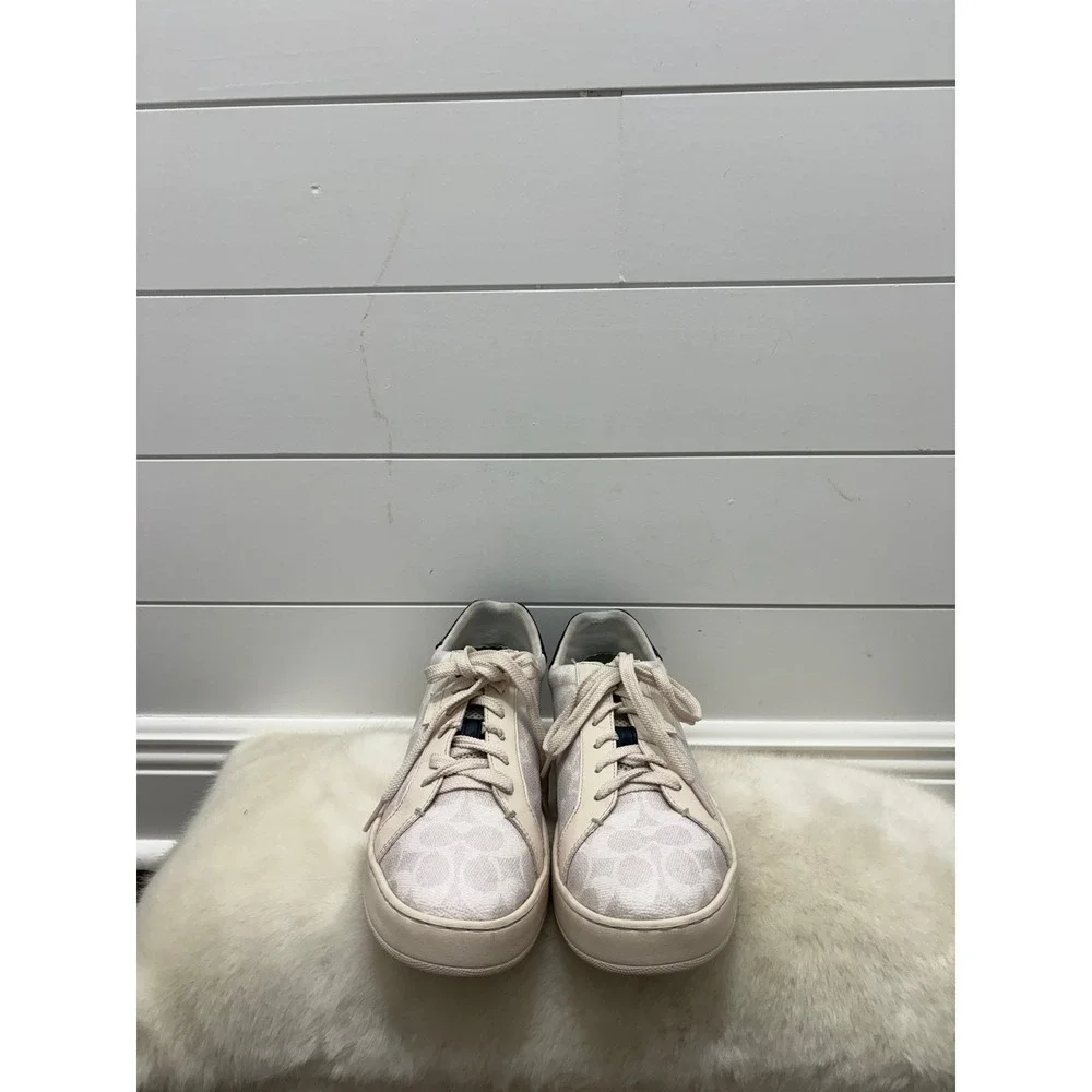 Coach Signature Low Sneakers And Womens Sz 9D White Leather Lifestyle Shoes